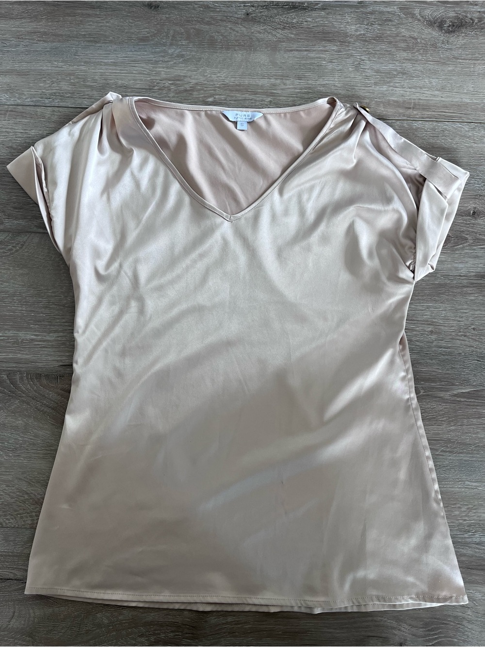 Pur V-Neck Blouse in Soft Nude